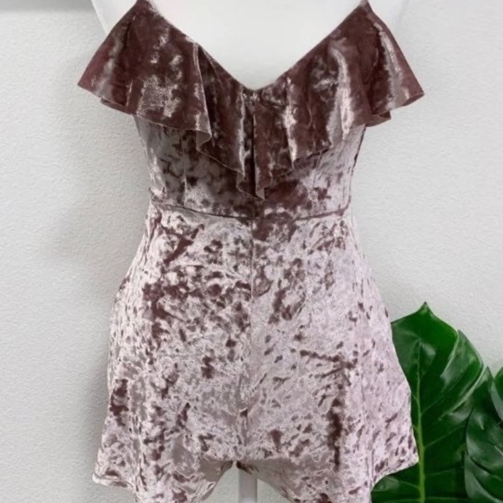 Womens Urban Outfitters Velvet Ruffle Romper